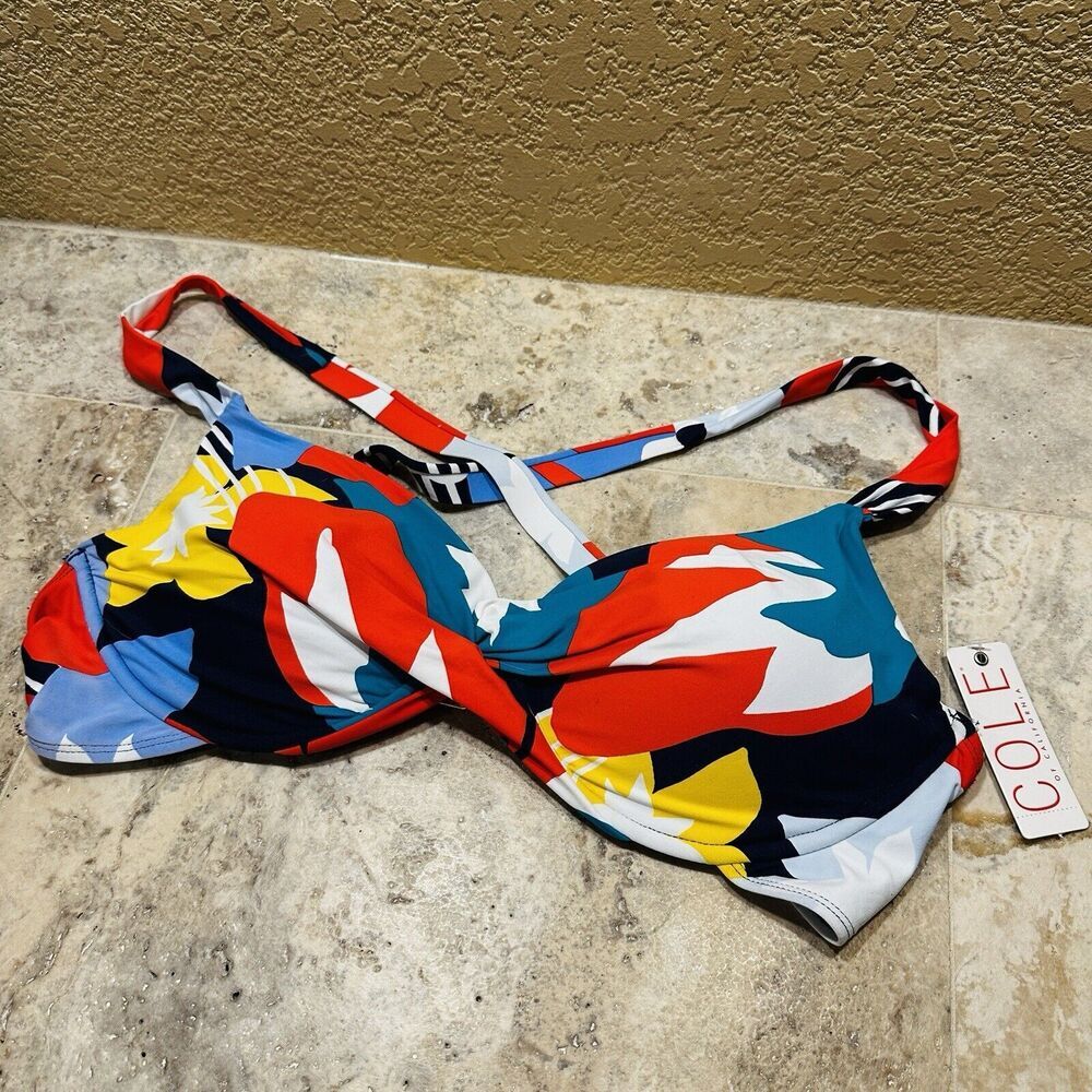 Vintage Deadstock Cole Of California Women’s Bikini TOP Primary Colors Plus‎ 16